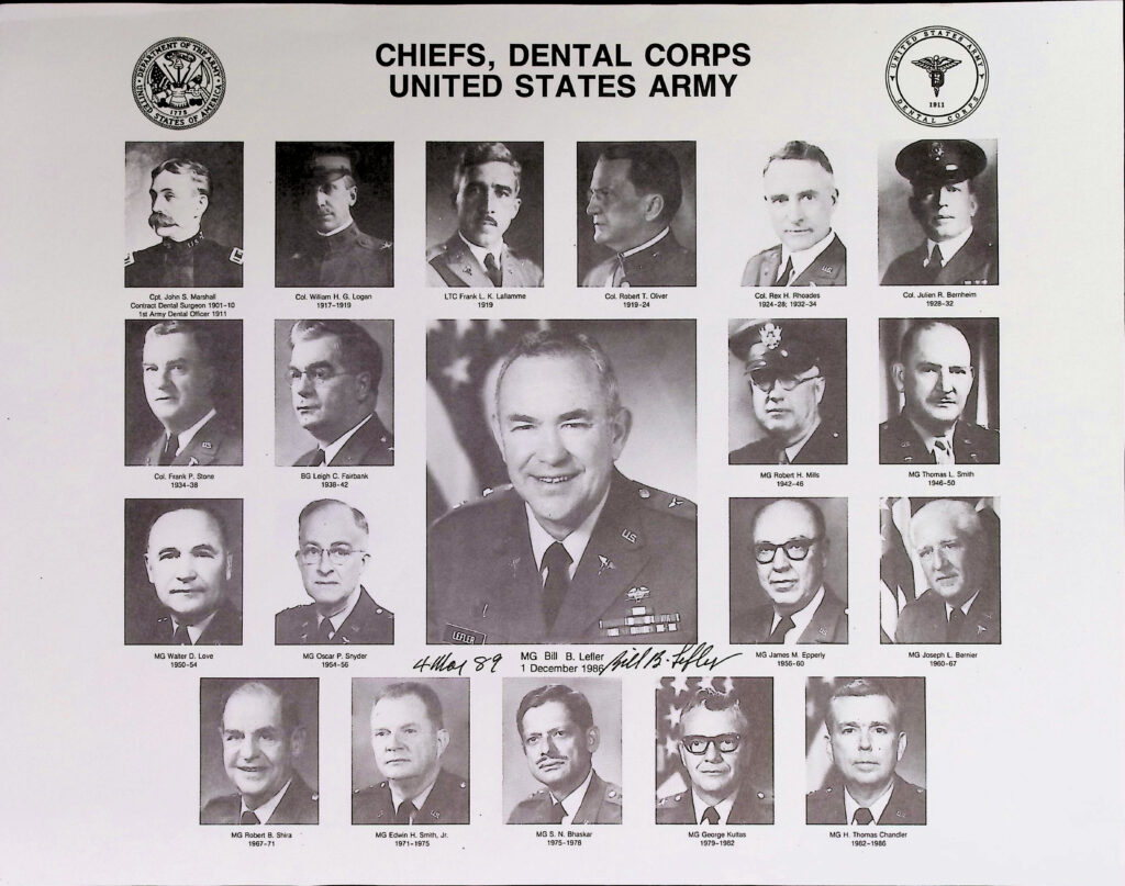 Chiefs, Dental Corps United States Army 1901-1986